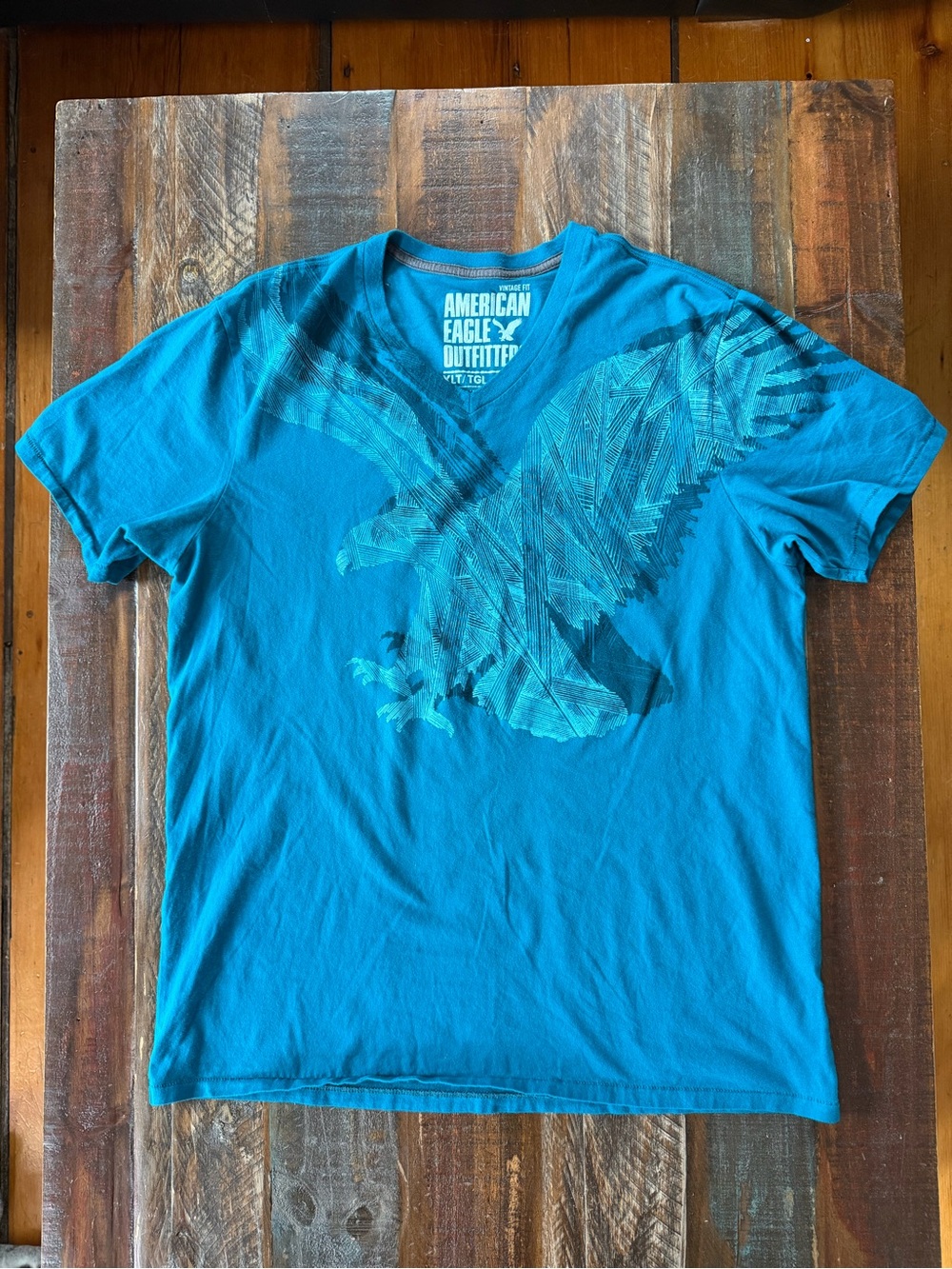 American Eagle Outfitters Men’s XLT Blue Eagle Graphic V Neck T-shirt | SKU 0043